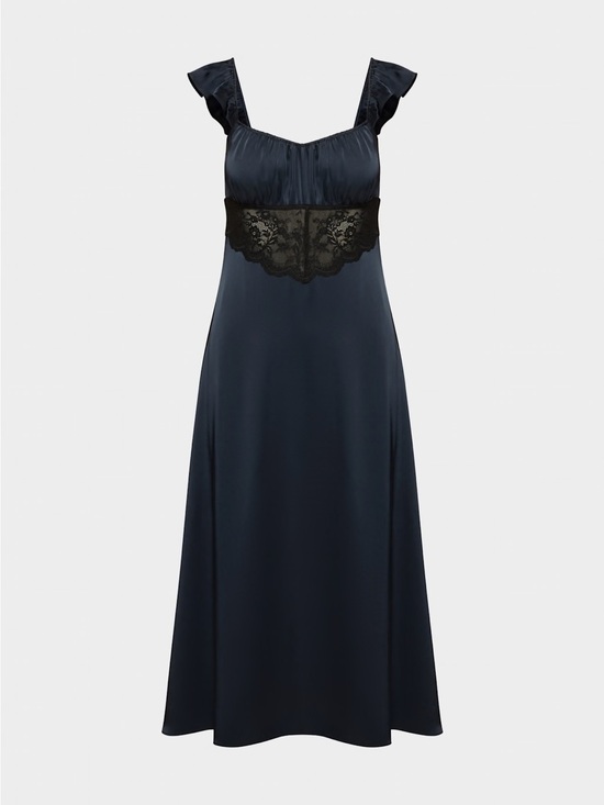 Aritzia Dresses & Skirts - NWT Aritzia “Magnate Satin Dress” in dark night navy by Wilfred
